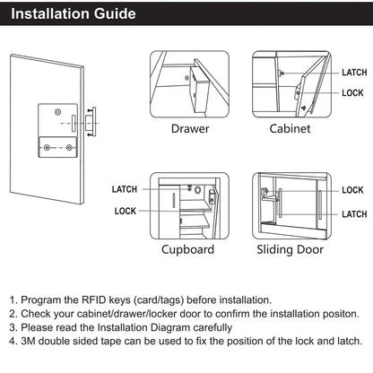 RFID Electronic Cabinet Lock Kit Furniture Lock Hidden DIY Lock for Wooden Cabinet Drawer Locker Cupboard with Card Access Card