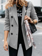Women's spring style European and American long sleeved double row button suit women's jacket cardigan
