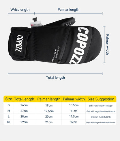 COPOZZ New Upgrade Thicken Ski Gloves Winter Men Women 3M Thinsulate Thermal Snowboard Gloves Waterproof Warm Mittens Ski Gloves