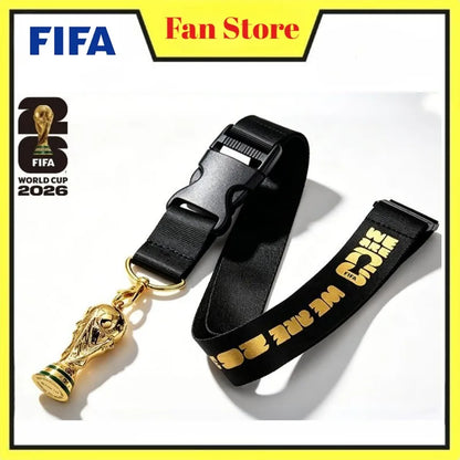 Official Licensed FIFA 2026 World Cup USA Canada Mexico Black Trophy Lanyard Football Fans Neck Strap Pendant Accessories