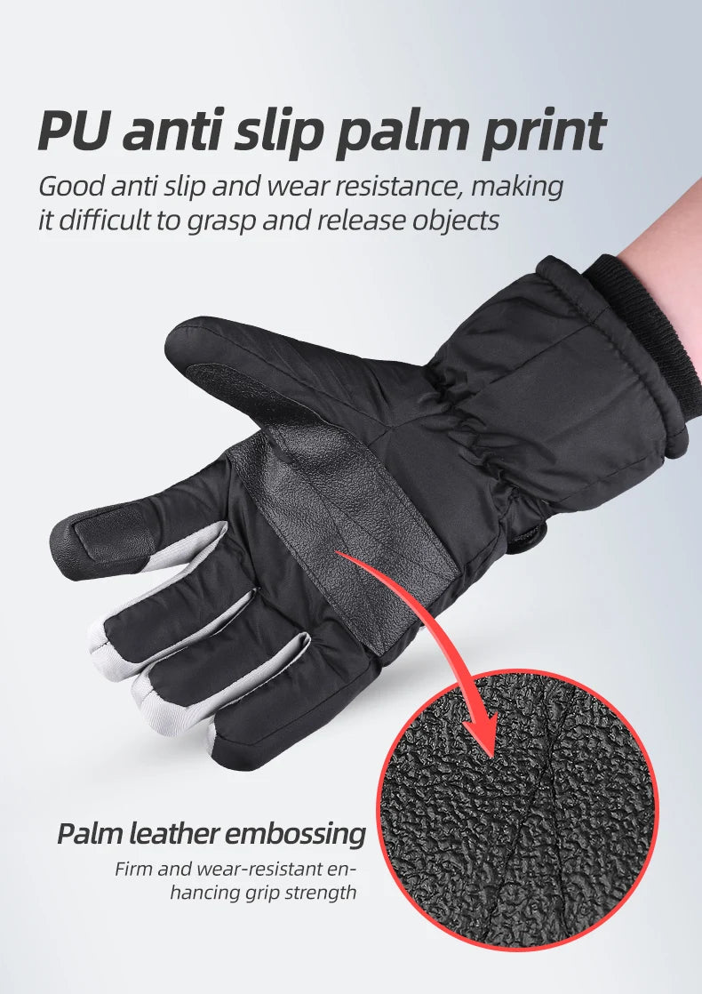 PHMAX Winter Ski Gloves Men Women Gloves Touch Cold Snowboard Motorcycle Cycle Gloves Outdoor Sports Warm Thermal Fleece Running