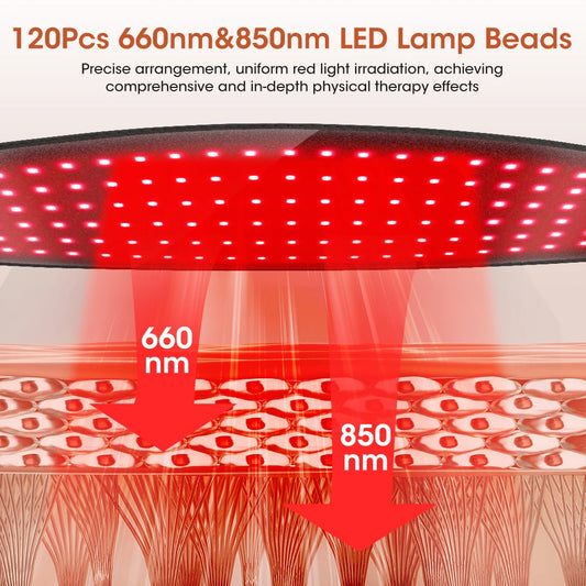 LED Red Light Belt 120Pcs 660nm & 850nm Beads Household Waist Belt Skin Rejuvenation Fatigue Reduction Direct Plug Power Supply
