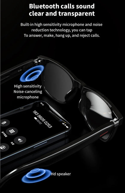For Xiaomi E13 Smart Glasses:Blue Light Filtering Polarized Sunglass Lenses Audio Built-in Mic & Speakers Touch Voice Assistant