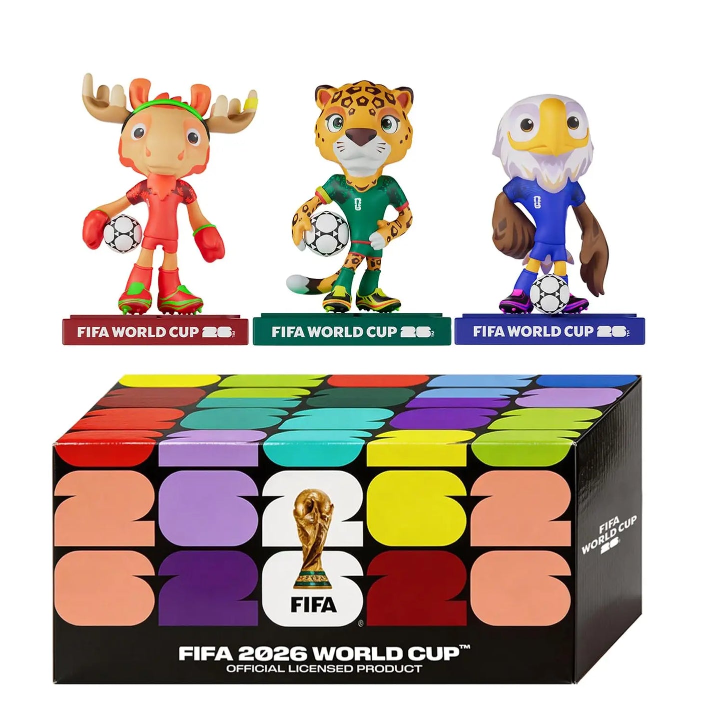 FIFA Official Licensed 2026 World Cup Mascot 3-Piece Collectible Set, Fan Memorabilia - Maple & Zayu & Clutch /9cm/3.54inch 9DZB