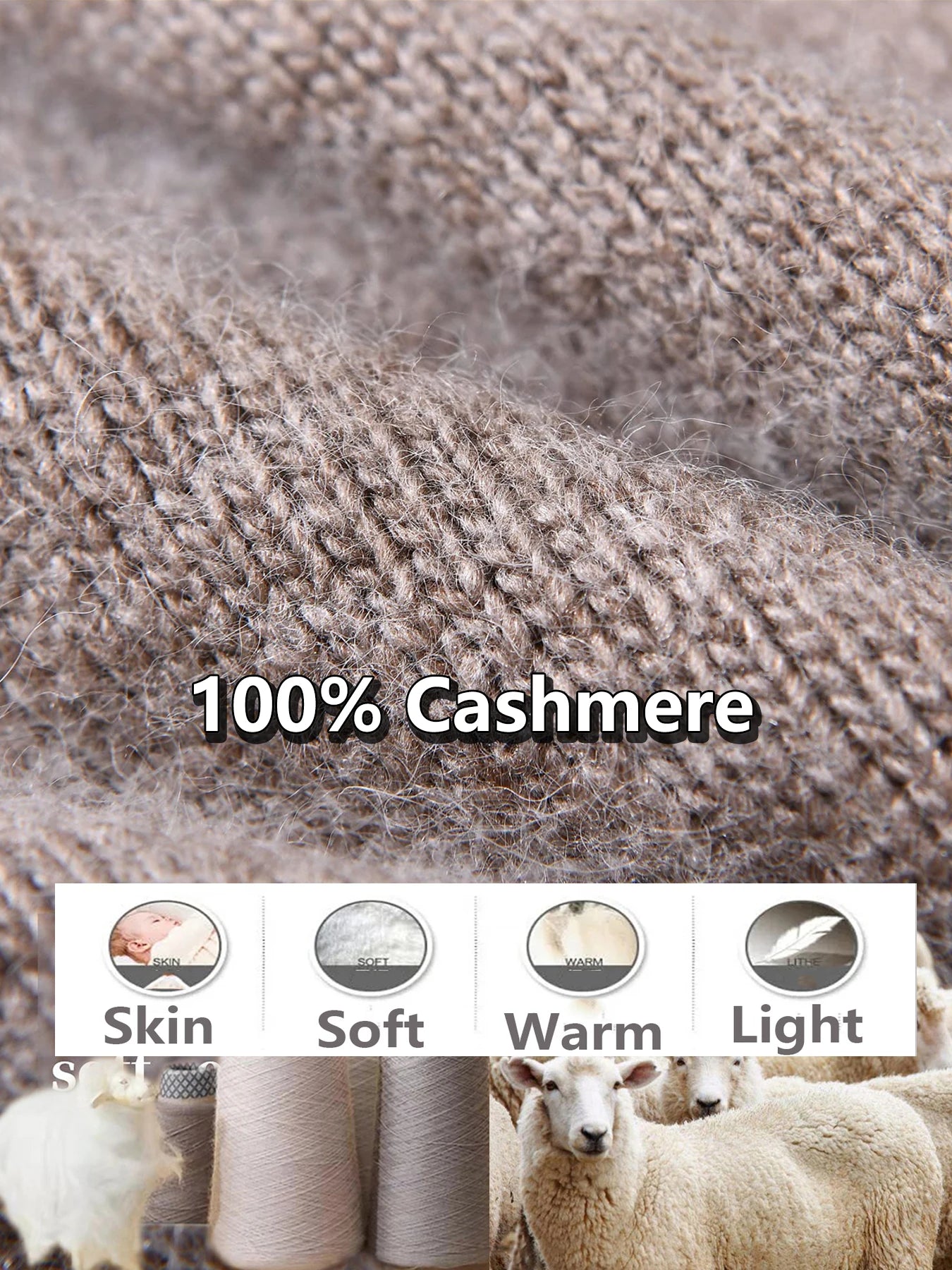 100%Cashmere Beanie Hat for Women's Winter Satin Lined Knitted Solid Skullies Cap Silk Lining Soft Warm Slouchy Bonnet