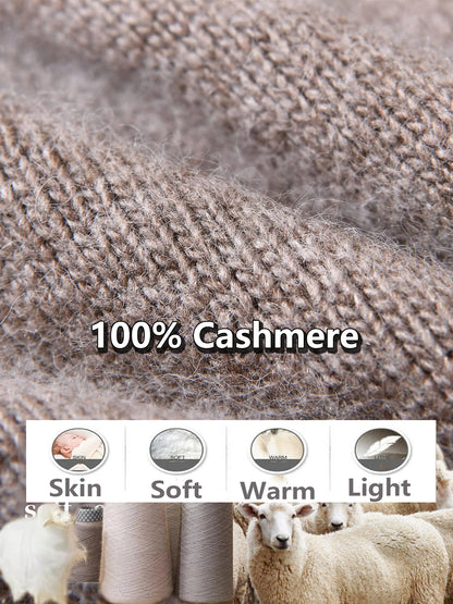 100%Cashmere Beanie Hat for Women's Winter Satin Lined Knitted Solid Skullies Cap Silk Lining Soft Warm Slouchy Bonnet