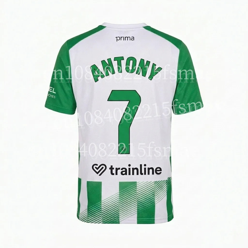 2026/27Men Green White Striped Soccer Jersey Short Sleeve Quick Dry Football Shirt Breathable Sports Shirt Team Training Uniform