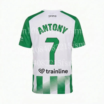 2026/27Men Green White Striped Soccer Jersey Short Sleeve Quick Dry Football Shirt Breathable Sports Shirt Team Training Uniform