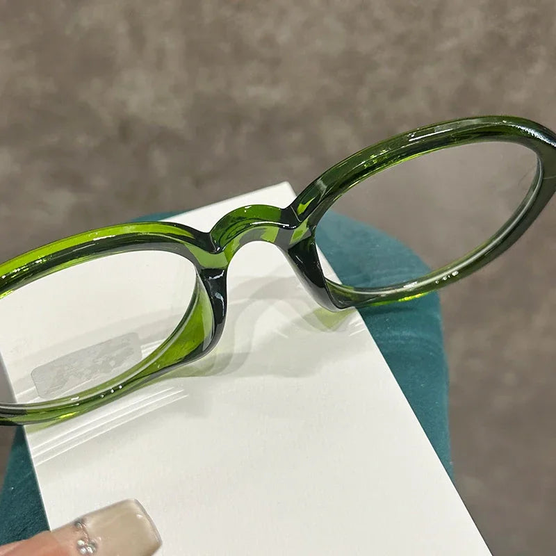 Retro Small Frame Presbyopia Glasses Oval Frame Green Tortoiseshell Reading Glasses Blue Light Blocking Eye Protection Eyewear