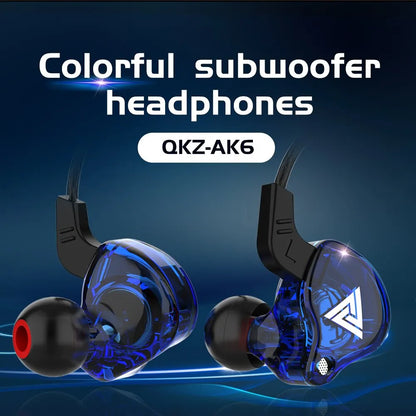 Original QKZ AK6 In Ear Earphone 6 Dynamic Driver Unit Headphone With Mic Stereo Sports HIFI Subwoofer Headset Monitor Earbuds