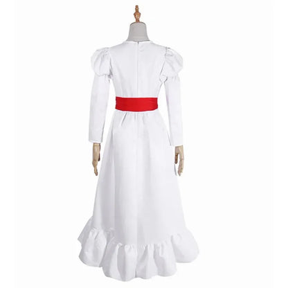 Movie Annabel Cosplay Costume For Women Kids Adult Halloween Costumes And Wig Horror Scary Fancy White Dress Outfits MN13