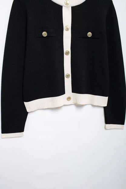 TRAFZA Autumn Fashion Women Sweater Coats Solid O-Neck Long Sleeves Pockets Buttons Single Breasted Female Casual Knitted Coat