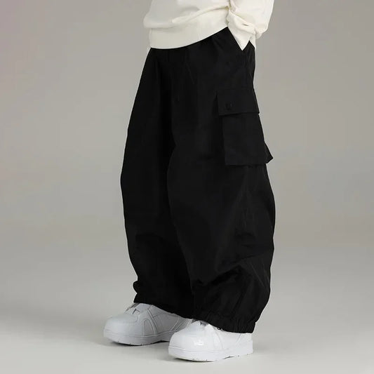 Ski Pants Elastic Waist Snowboard Wear Women Men Casual Solid Snow Pants Baggy Hip Hop Ski Clothing Loose Hipster Snow Trousers