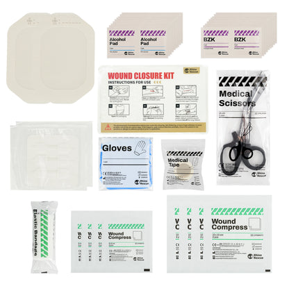 RHINO RECUE Emergency Wound Closure Strip Kit Surgical Quality Laceration Repair Without Stitches Gauze, Bandage Antiseptic Wipe