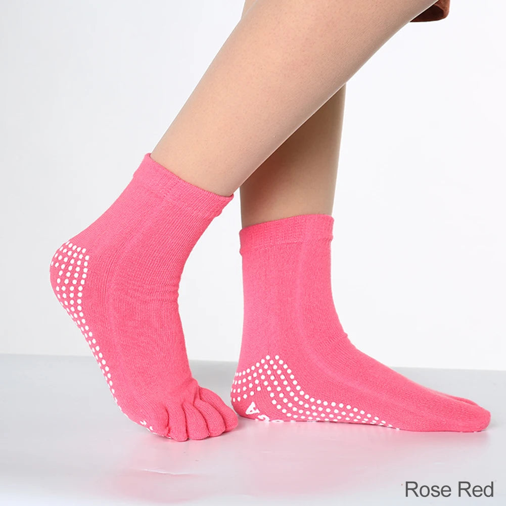 Women Colorful Yoga Socks Non-Slip Ladies Dance Socks Cotton Healthy Sports Five-toed Socks