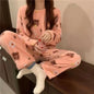 Adorable Sweet Coral Fce Thiened Autumn Winter Spwear Women's Casual Home Clothes Set Long Pants Comfortable Leisure ...