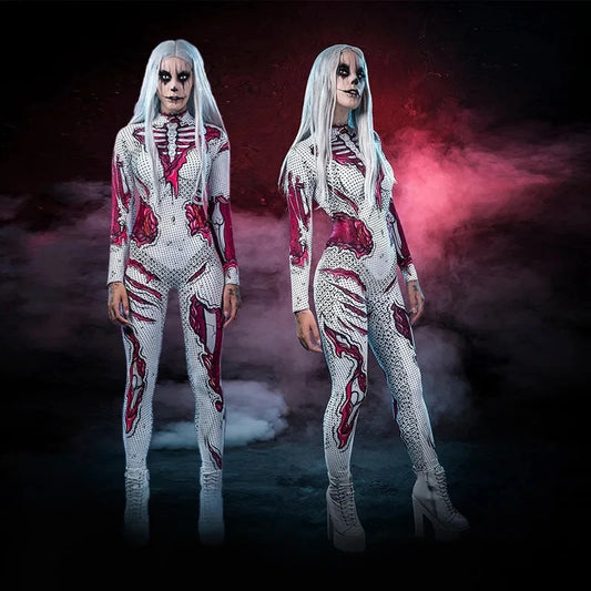 Adult Halloween Costume Cosplay Scary Skeleton Skull Clothing Carnival Party Zombie Costumes Jumpsuit Full Sets Unisex Bodysuit