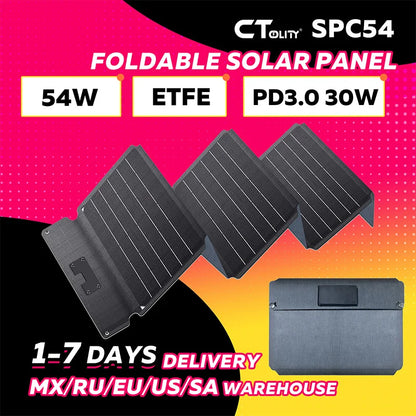 CTOLITY 54W Portable Solar Panel 20.5V Foldable Solar Charger for Power Bank Phone Laptop for Camping Hiking RV Trip Phone