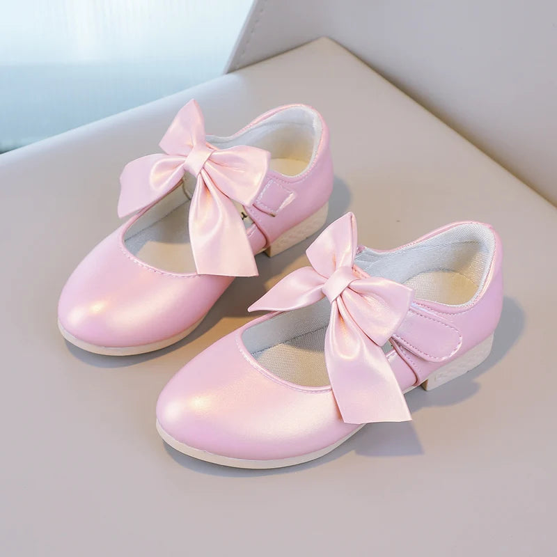 Girls Princess Shoes Shallow Bowknot Metallic Color Fashion Sweet Girl's Mary Janes Shoes Light Non-slip 26-36 Kids Ballet Flats