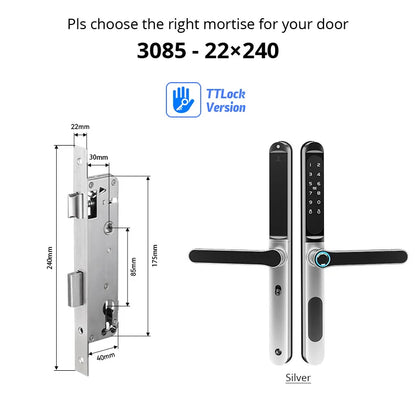 Waterproof TTLock Outdoor Gate Fingerprint Bluetooth APP RFID Code Keyless Electronic Smart Door Lock for Glass Aluminum Sliding
