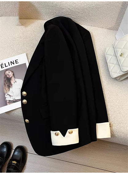 Autumn Winter Office Lady Blazer Jacket Women 2024 Fashion Long Sleeve Coat Woman Blazers Feminino New In Outerwears Casual