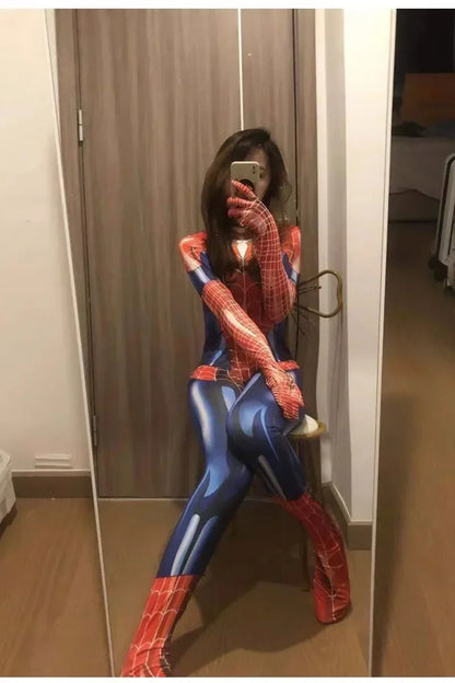 Sexy Black Cat Superhero Cosplay Costume For Spider Women Halloween Costume Christmas Tight 3d Printing Jumpuit Bodysuit Toys