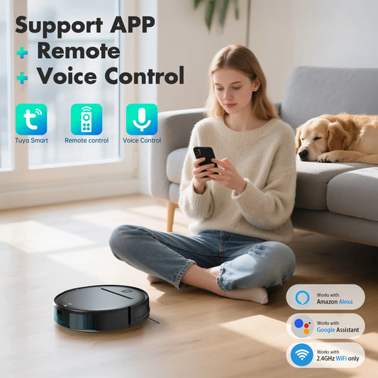 Noreter   Robotic Vacuum 35KPa Auto-Charge/Vacuum-Mop 2-in-1 Programmable Cleaner Hardwood/Tile/Carpet Smart Cleaning System