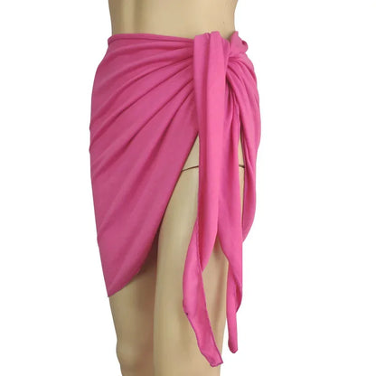 Summer Solid Bikini Cover Ups Shorts Pareo Wraps Sarong Skirt Swimsuit Beachwear Women Beach Skirts Swimwear Half Wrapped Skirt