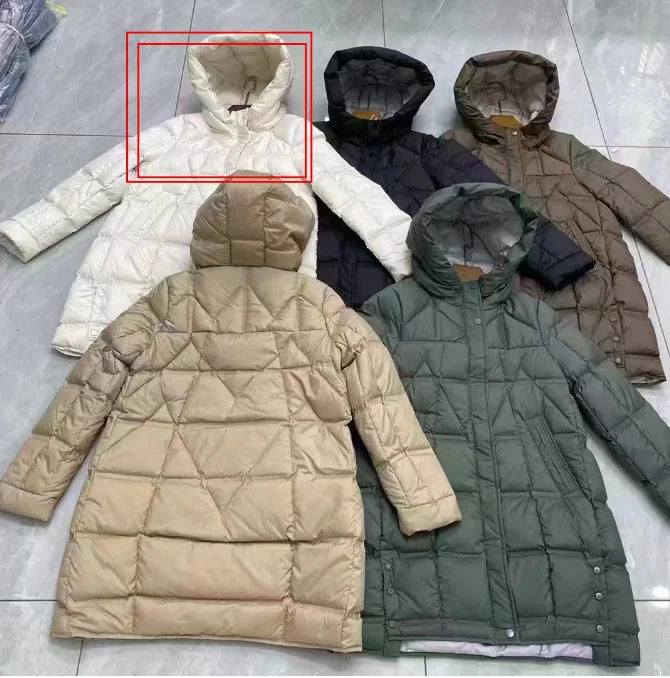 Winter Long 90% White Duck Down Jacket Women Hooded Zipper Puffer Coat Casual Warm Loose Puffer Feather Parka