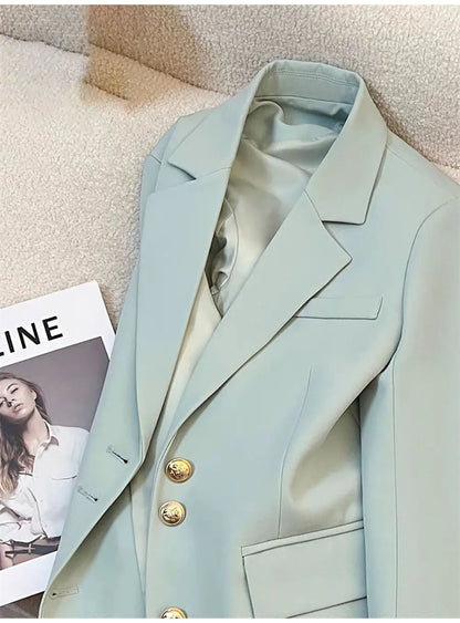 Autumn Winter Office Lady Blazer Jacket Women 2024 Fashion Long Sleeve Coat Woman Blazers Feminino New In Outerwears Casual