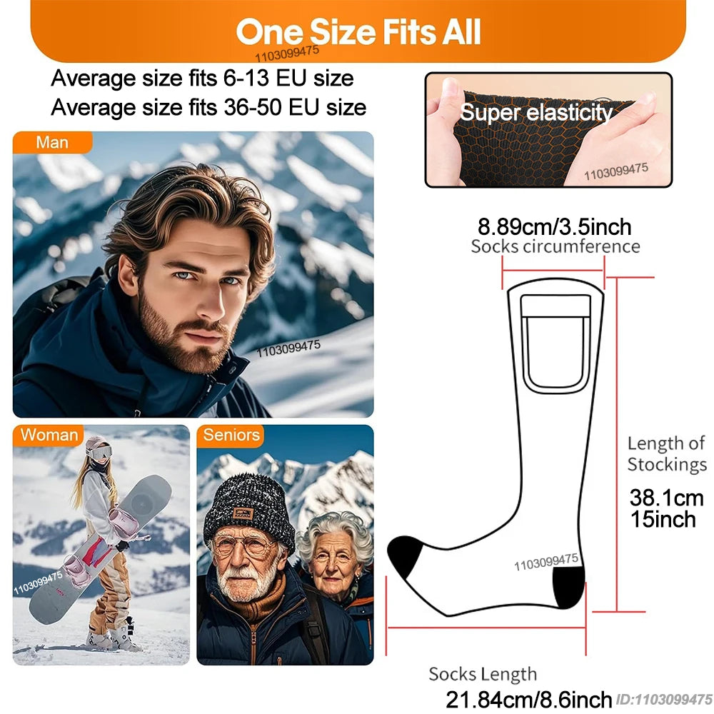 New Heated Socks for Men Women Rechargeable 6000mah Battery Electric Socks Winter Foot Warmer Outdoor Skiing Hunting Fishing