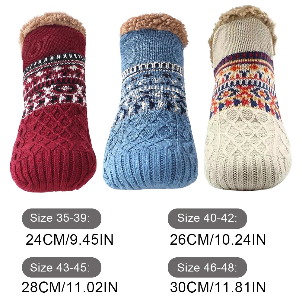 Men Women Winter Indoor Home Slippers Socks Non Slip Bedroom Sleeping Sock Warm Thermal Slipper Socks Soft for Christmas