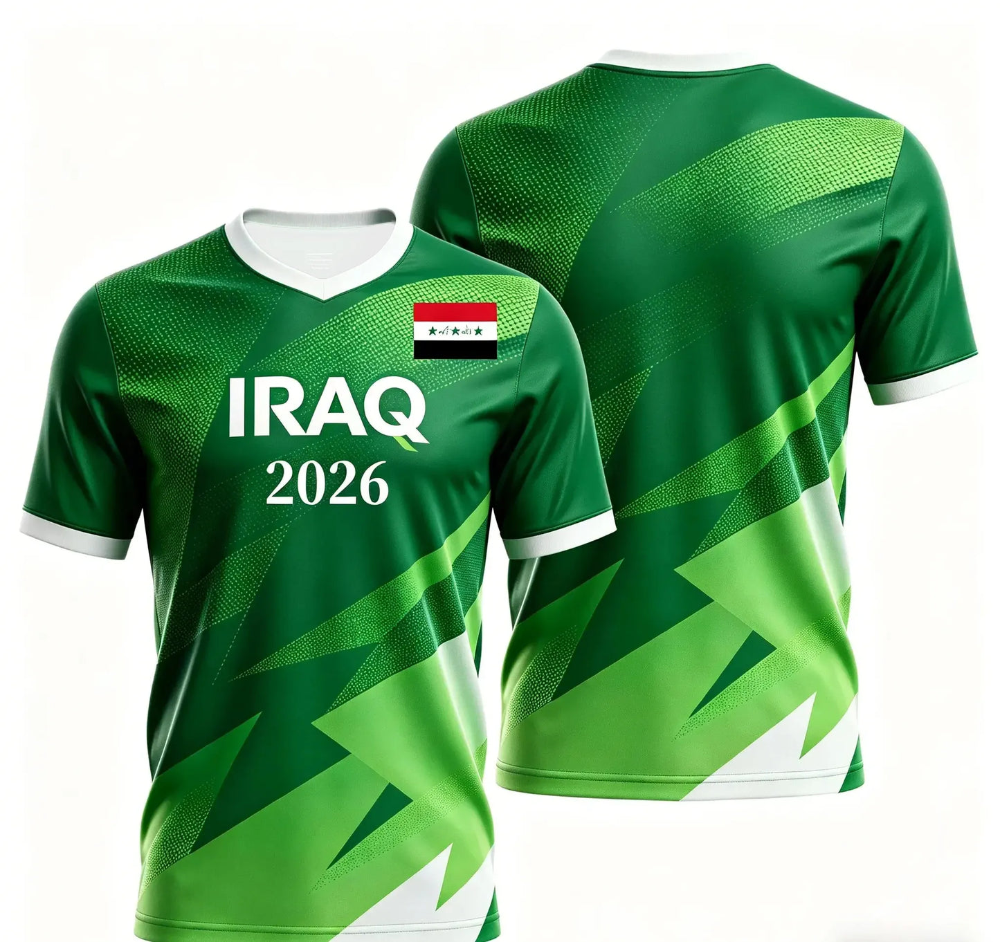 Iraq Style 2026 Special Fan Jersey, Green Flag Print Soccer Shirt, Lightweight Breathable Sports Top for Men, Fans & Collectors