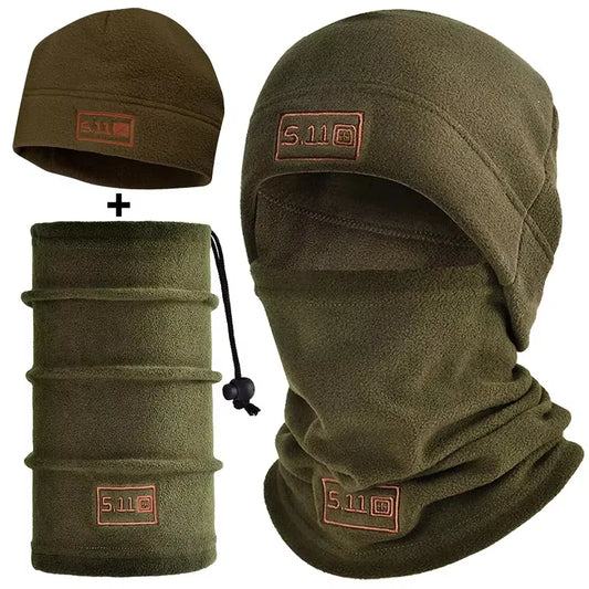 New Tactical Fleece Hat&Scarf Set Thermal Head Cover Winter Warm Balaclava Face Mask Sports Cycling Bonnet Neck Protector