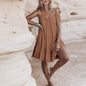 Boho Beach Sexy Backless Sleeveless Strap Mini Dresses For Women Robe Casual Lace-up Summer Dress Solid Cotton Loose Vestidos