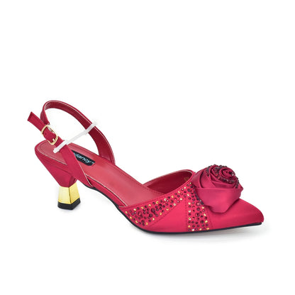 2025 Latest Italian Design African Women's High Heels Pointed Toe Sandals Party Wedding Party Shoes and Bags Set for Wedding