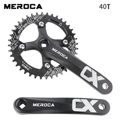 MEROCA Bicycle Crank Chainwheel 104BCD Bike Crankset Aluminum Alloy with Bottom Square Hole 170mm Crank 32/34/36/38/40/42T Plate
