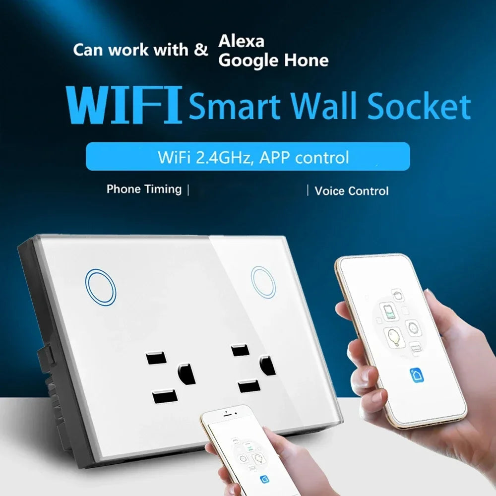 Melery WIFI Smart Wall Socket US Electrical Plug Outlet Power Monitoring Touch Switch Wireless Remote,Alexa Google Home Kitchen
