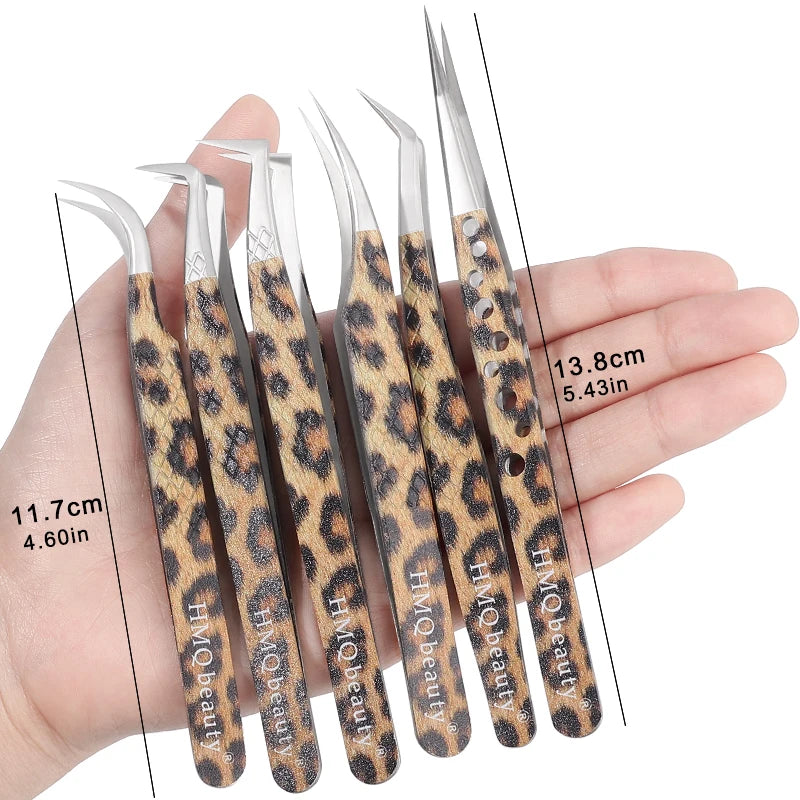 Leopard Eyelash Tweezers Stainless Steel High Quality Lash Tweezer For Lashes Extension Anti-Static 3D Accurate Clip Makeup Tool