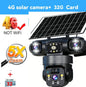 8K 15MP Three Screen 10X Zoom Wifi Surveillance Camera V380 Pro 4G Camera Solar Outdoor Waterproof Battery Security CCTV Solar
