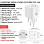 Smart Socket EU 16A/20A Wifi Smart Plug With Power Monitoring Timing Function Tuya APP Remote Control Support Alexa Google Home