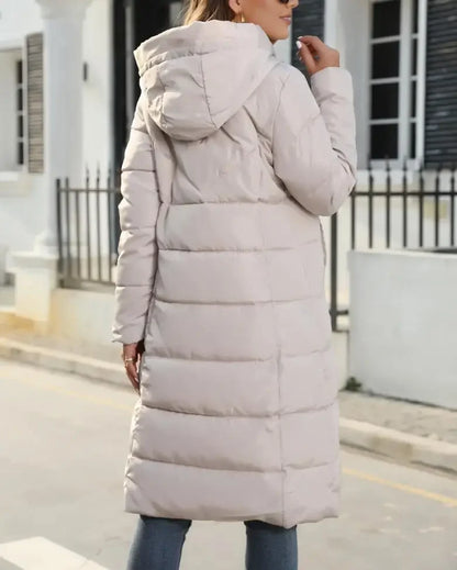 New Hooded Down Coats Women Medium Long Slim Fit Down Parkas Winter Warm Solid Casual Zipper Coat Stylish Outwear Autumn Jackets