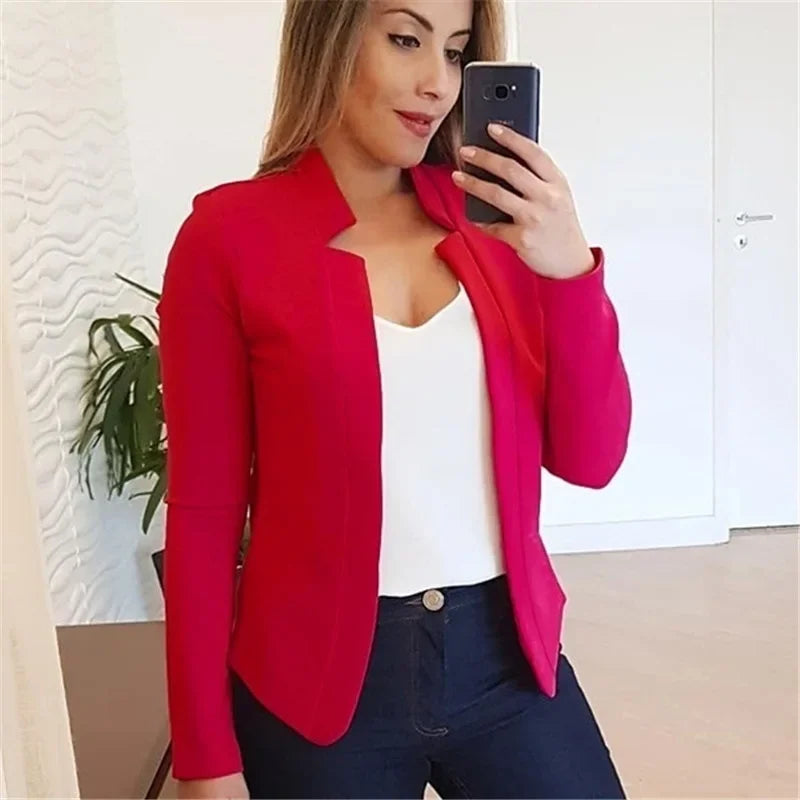 Women Thin White Blazers Spring 2025 Female Summer Blazer Long Sleeve Open Stitch OL Womens Slim Coats Femme Ladies Black Tops