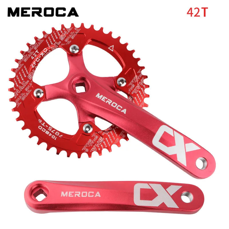 MEROCA Bicycle Crank Chainwheel 104BCD Bike Crankset Aluminum Alloy with Bottom Square Hole 170mm Crank 32/34/36/38/40/42T Plate