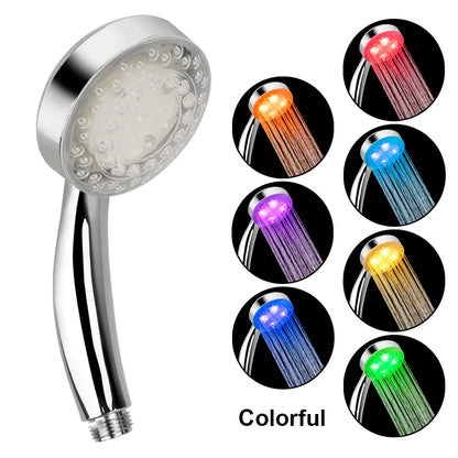 Ultra-Quiet Rainfall Top Spray LED Shower Head Water Flow Power Generaton 7 Colors Gradual Changing