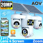 DIFANG 20MP AOV Wireless 4G Solar Camera Four Screen 360° 3 PTZ Lens  Zoom Wireless Security CCTV New Solar CCTV O-kam Pro