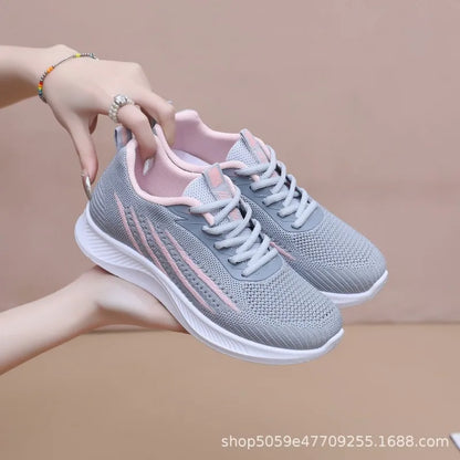 Women's Lightweight Running Shoes Summer Breathable Lace-Up Gym Walking Training  Cushioned Sole Non Slip Fatigue Relief Casual