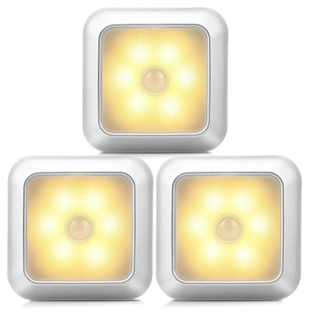 LED Night Light Smart Motion Sensor Night Light 3A Battery-powered Bedside Lamp Closet Bedroom Hallway Staircase Lighting