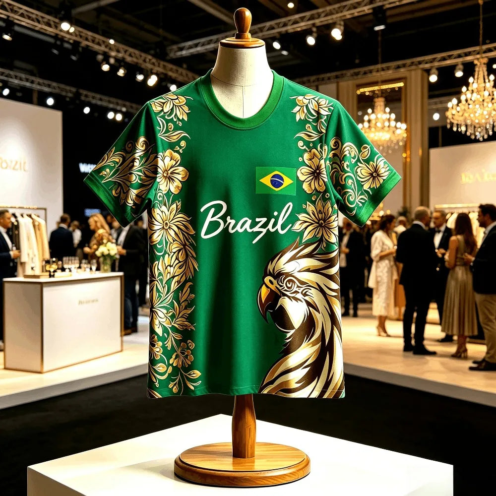 New 2026 Summer Brazil Football Jersey Unisex  Breathable Quick Dry Lightweight Sports Men's T-shirt Top Fashion Streetwear
