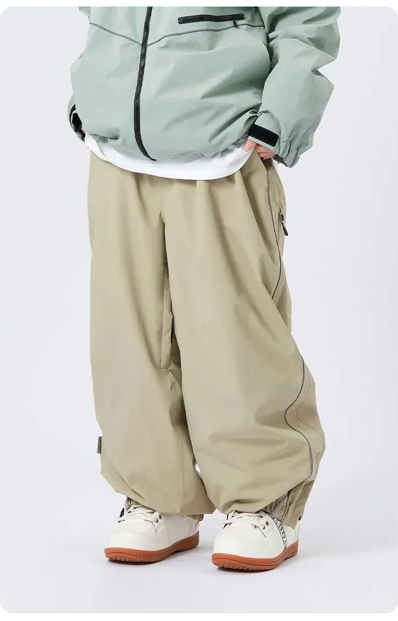 Men's Women's Single Board Waterproof Loose Fit Wear Resistant Professional Double Board Ski Pants Snowboard Pants Men